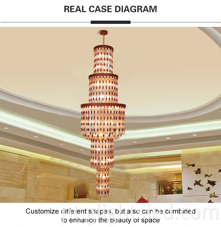 Lustre profissional de luxo personalizado para lobby de hotel G-Lights Candelabro de vidro com candelabro